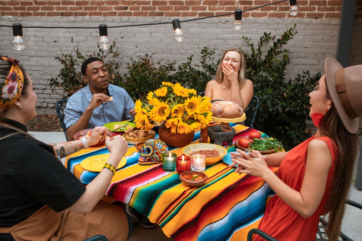 Regulars enjoying a meal together